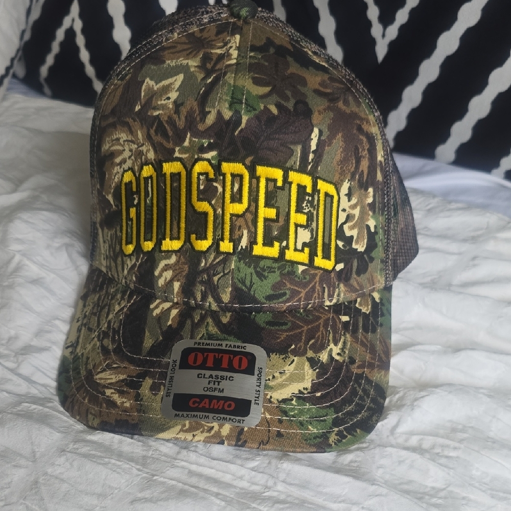 Godspeed Camo Cap with Yellow Embroidery